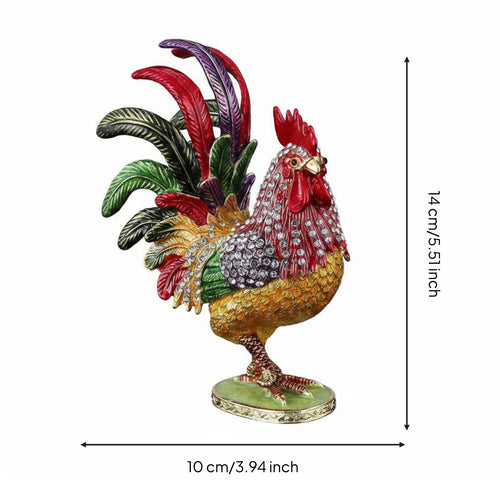 Metal Rooster-Shaped Statue Auspicious Charm Home Decor Hand Painted