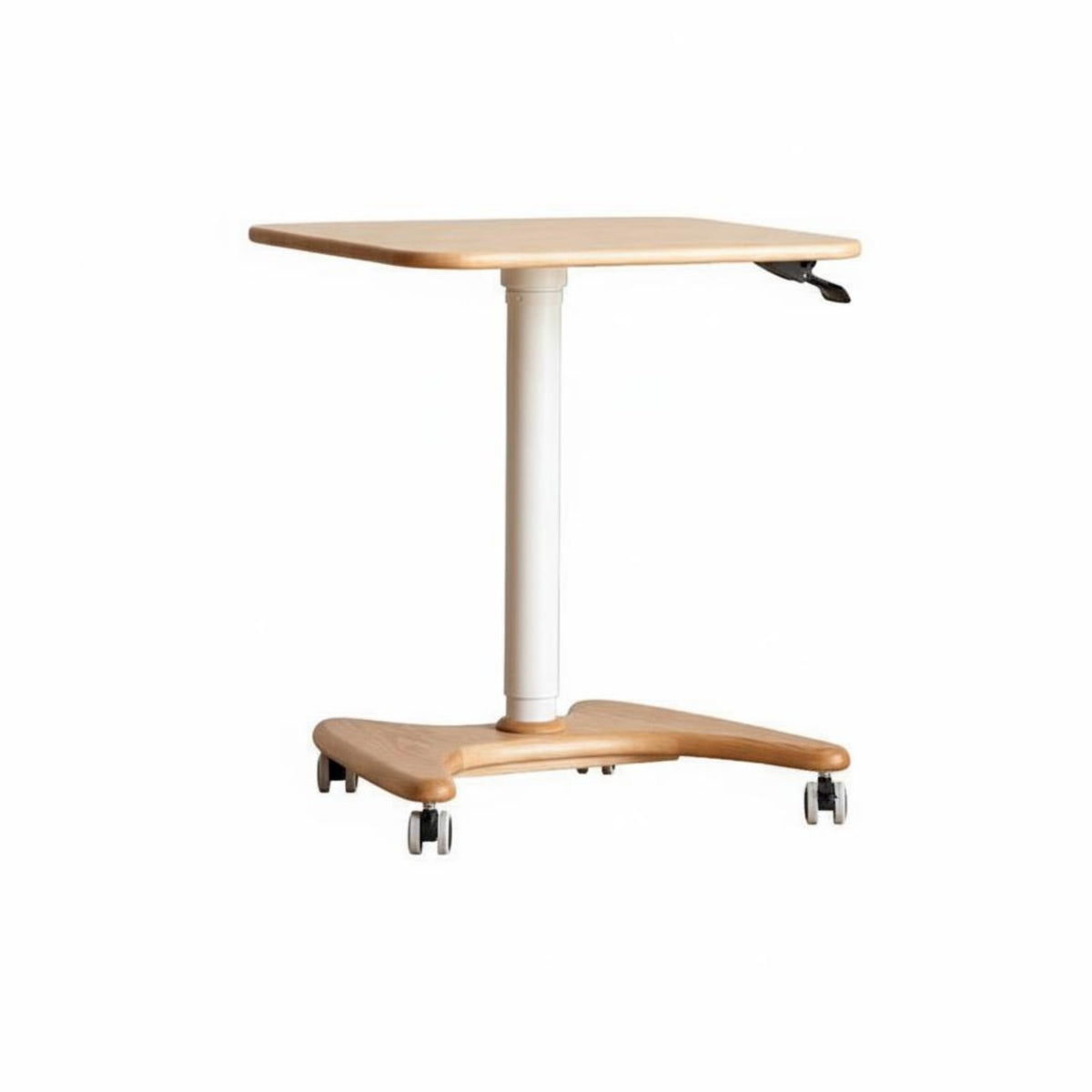 Height Adjustable Rolling Desk Space Saving Pneumatic Lift Side Table Sturdy Construction Rolling Bedside Table for Adults, Remote Workers, Study Room