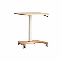 Height Adjustable Rolling Desk Space Saving Pneumatic Lift Side Table Sturdy Construction Rolling Bedside Table for Adults, Remote Workers, Study Room