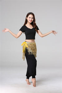 Belly Dance Hip Scarf with Fringe and Sequins for Halloween Costume