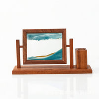 Sand Art Frame with Pen Holder Rectangular Rotating Sand Art Frame Relieving Desk Organizer for Professionals, Students, Office