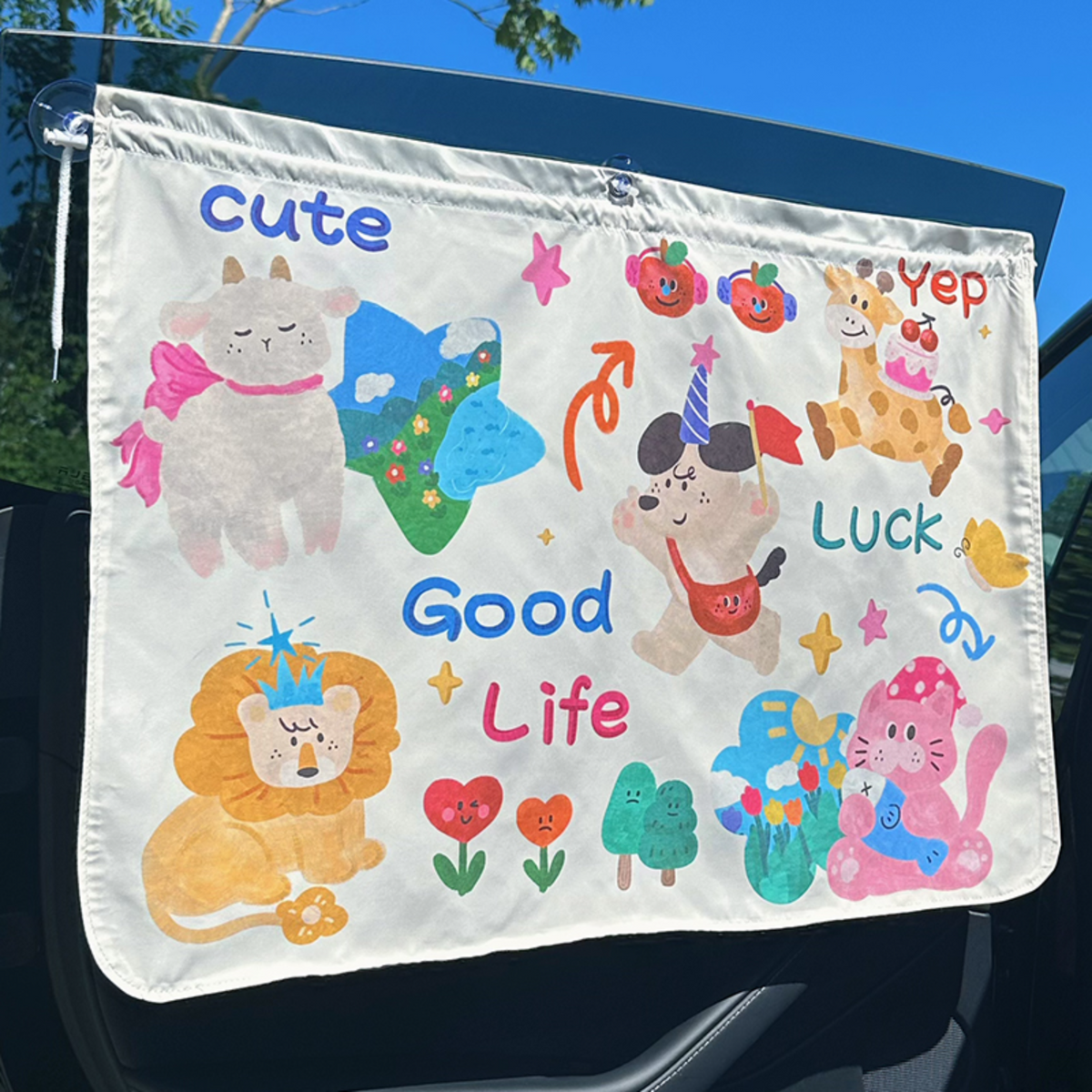 Car Window Shade, Sun Protection Sun Shield, Privacy Cover, Cartoon Pattern, Infant, Universal Fit, Easy to Install