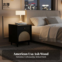Single-Drawer End Table with Open Shelf Sturdy Construction Nightstand