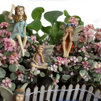 Resin Flower Fairy Figurine Set for Miniature Garden and Potted Plant Decor