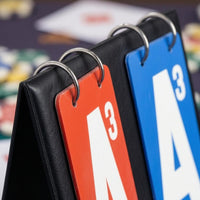 Spiral Binding Guandan Score Board Red and Blue Cards Flip Score Board Large White Letters Manual Flip Scoreboard Black Cover for Match Play