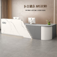 L-shaped Front Desk Spacious Storage Reception Desk Counter Privacy Baffle Lockable Drawers Sturdy Construction Suitable for Receptionists Salon Owners Clothing Store Professional Office Environments
