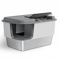 Stainless Steel Enclosed Cat Litter Box with Anti-Splash Design