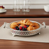 Decorative Fruit Basket European Style Oval Silver Platter with Handles Luxury Quality Home Decor for Living Room, Party