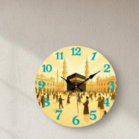 Non-Ticking Silent Round Wall Clock Quartz Movement Frameless Wall Clock Modern Design Home Decor Easy to Install for Muslims, Bedroom, Living Room, Office