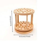 Rotating Brush Holder Wood Wooden Brush Stand Round Pen Holder for Painters, Crafters, Art Studio, Desk, Craft Room