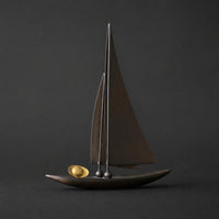 Medieval Ship Ornament Curved Base Sailing Ship Ornament Rustic Coastal Design