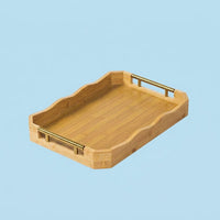 Bamboo Serving Tray with Metal Handle