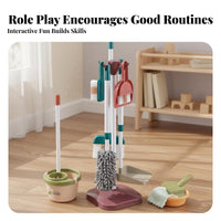 Kids Cleaning Set Realistic Design Toy Cleaning Tools Educational Toy Broom and Mop Set for Girls, Young Children