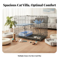 Multi-Level Cat Villa with Integrated Toilet additional Large Space for Home, Indoors