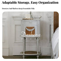 Vintage design Rattan Nightstand Ornate Carving Carved Rattan Cabinet Distressed Finish Bedside Table firm Wood Legs for Homeowners, Interior Decorators, Students, Bedroom, Guest Room, Small Spaces, Bawayique Hotel