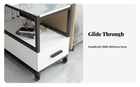 Rolling End Table with Drawer On Wheels Multi-Level Rolling Organizer for Study