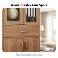 Large Capacity Tall Cupboard with Glass Doors Dust-Proof Bookcase Sturdy and Stable Storage Furniture Modern Design for Book Lovers, Collectors, Homeowners, Living Room, Home Office, Bedroom