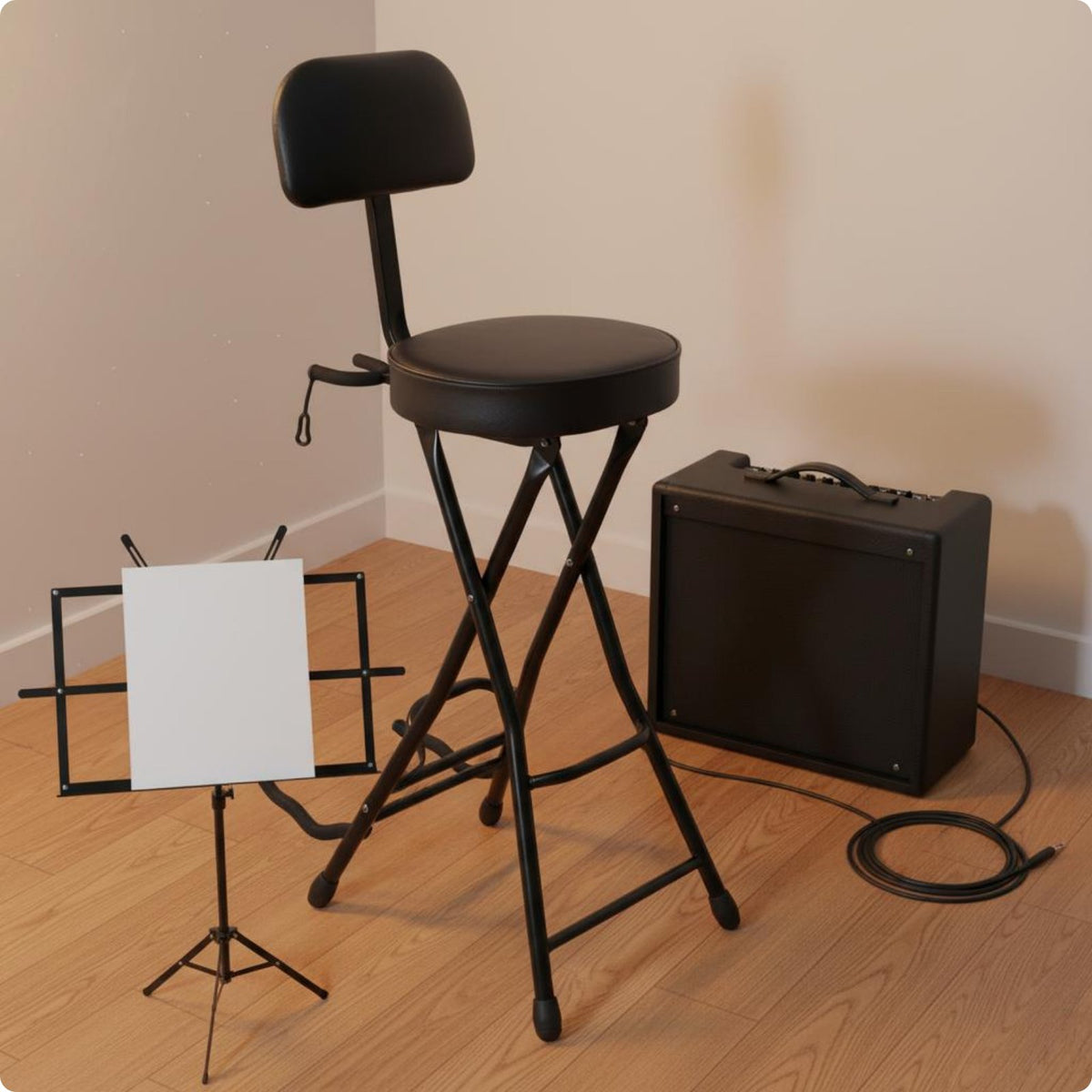 Guitar Chair with Backrest Foldable Folding Guitar Stool Portable for Musicians