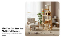 Cat House Multi-level Climbing Structure Scratching Posts Pet Condo Toys Durable Wood Construction Play Center Suitable for Living Room Bedroom