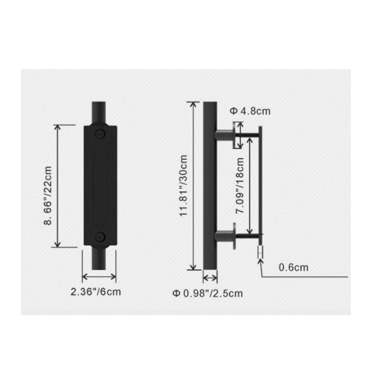 Round Tube Handle Heavy Duty Sliding Barn Door Handle Black Finish for Bathroom