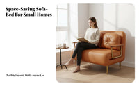 Foldable Two-Seater Sleeper Space-Saving Sofa Bed Long-Lasting Frame Easy Setup for Homeowners