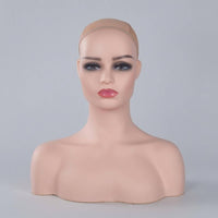 Mannequin Head with Shoulders Smooth Surface Realistic Female Mannequin Head Defined Neckline