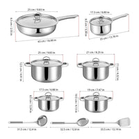 15 Pieces Stainless Steel Cookware Set Composite Bottom Kitchenware