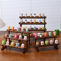 Walnut Wood Figure Display Stand with Wave Design