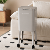 Lidded Trash Can, Slim, 12L, With Wheels, Resin-made, Double Lid Type, Under Kitchen Counter, Sorting Compatible
