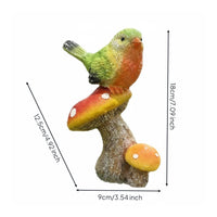 Toadstool Bird Figurine Colorful Garden Decor for Patio