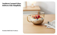 Great Gift Large Capacity Glass Oatmeal Cup Multi-Purpose Nordic Design Breakfast Cup Crystal Clear for Families, Home, Kitchen