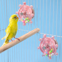 Parrot Rotating Toy with Internal Rattle Beads, Rotating Wheel for Parrot Enrichment, Cage Clip Mount for Parakeet Cockatiel