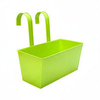 Rectangular Metal Hanging Planter Heavy-Duty Construction Rectangular Railing Planter Drainage Holes Metal Hanging Flower Pot for Indoor