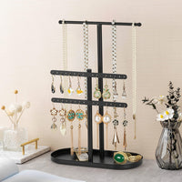 黑色3层32孔首饰展示架铁艺饰品耳饰项链收纳架Jewelry Organizer