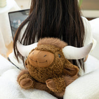Lying Highland Bovine Stuffed Soft Highland Cow Stuffed Highland Cow Stuffed Toy Fuzzy Realistic Design for Children