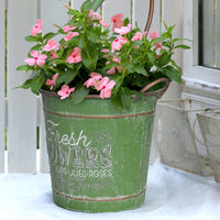 Green Floral Bird Relief Iron Flower Pot, Garden Home Balcony Decorative Ornament, Creative Vintage Iron Planter