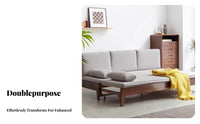 Durable Wood Wood Frame Pull-extendable Sofa Bed Multi-Functional Living Room Furniture Space-Saving transformable Couch Extendable Design for Apartment Residents, Guests, Adults, Small Spaces, Studio, Home Office