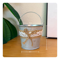 Galvanized Iron Decor Pot Handmade Mini Watering Can Planter for Desktop, Garden