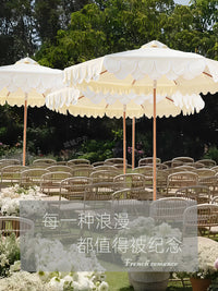 现货秒发户外庭院遮阳伞公园摆摊法式婚礼双层波浪集市草地太阳伞