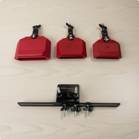 3 Pieces Drum Cowbells with Stand Different Pitch Cowbell Set Percussion Bells for Drummers