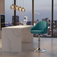 Ergonomic Backrest Adjustable Swivel Bar Stool Wear-Resistant Upholstery Modern Pedestal Bar Stool Built-in Footrest Upholstered Counter Chair with Back for Reception Desk, Kitchen Island