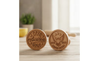 2 Pieces Easy to Use Cookie Stamp with Wooden Handle Versatile Cookie Stamp with Handle Comfortable Baking Dough Press Sturdy for Parties