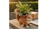 Squirrel Planter Curled Tail Squirrel Flower Pot Decorative Craft