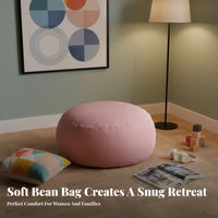 Round Pouf Ottoman Soft & Comfortable Soft Seat Chair Lightweight & Portable Versatile Use for Students, Small Areas