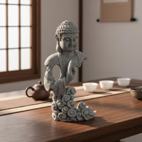 Buddha Head Statue Artistic Display Stone Buddha Decor Artisan-Made for Tea Room