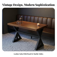 Restaurant Booth and Table Set Factory Aesthetic Dining Group Vintage Look Tufted Backrest for Cafe Proprietors, Restaurants