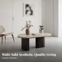 Wabi-Sabi aesthetic Sculptural Low Table Natural Aesthetic Bean-Shaped Coffee Table Irregular Shape Living Room Furniture Minimalist Design for Apartment Dwellers, Homeowners, Interior Designers, Lounge Area, Home Office, Bedroom