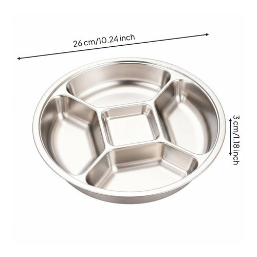 5 Compartment Tray Easy to Clean Divided Condiment Dish Stainless Steel Ingredient Bowl for Serving