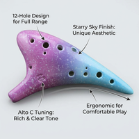 12 Hole Alto Musical Instrument Gift for Adults, Beginners Professional Ocarina Flute, Beautiful Sou - Lavender Blue Gradient