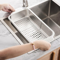 Dish Rack and Dish Drainer with Draining Board and Sink Strainer, 304 Stainless Steel Space Saving Kitchen Sink Organizer for Kitchen Counter